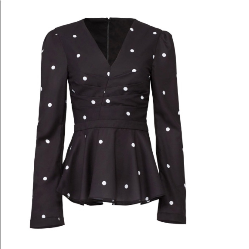 Fame and Partners Polka Dot Peplum Top